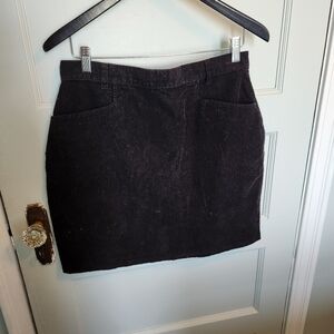 Vintage 100% Cotton Black Corduroy Mini Skirt Medium
